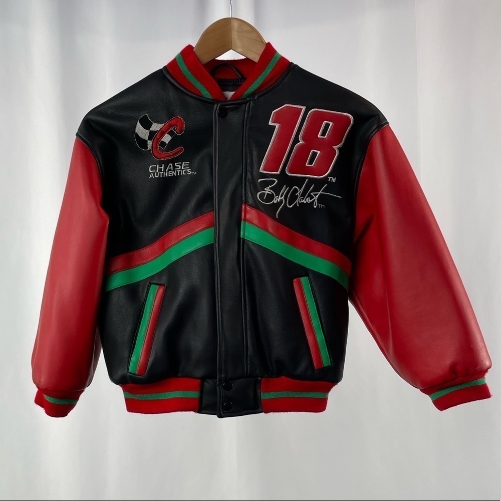 Chase‎ Authentics Bobby Labonte Faux Leather Jacket in Red Child’s Size Small